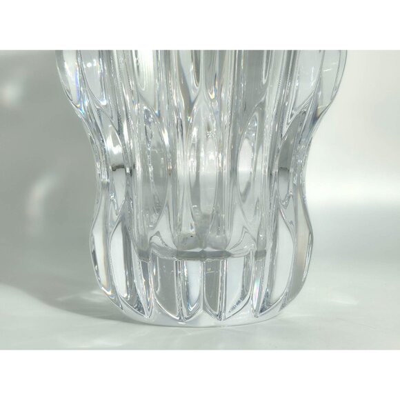 Mikasa Impulse 10" Crystal Vase XY535/626 Slovenia Heavy Clear Ribbed Vintage - Picture 7 of 14